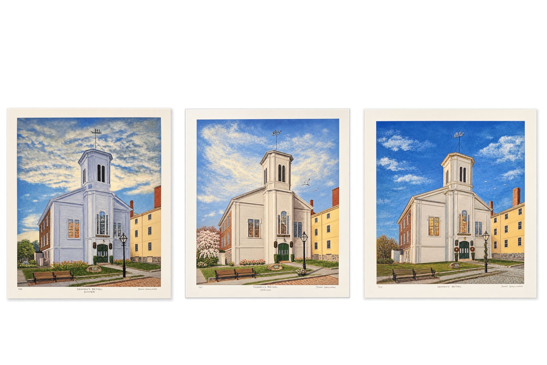 Seamen’s Bethel Four Seasons Prints by Donna Gagnon – 19" x 23"