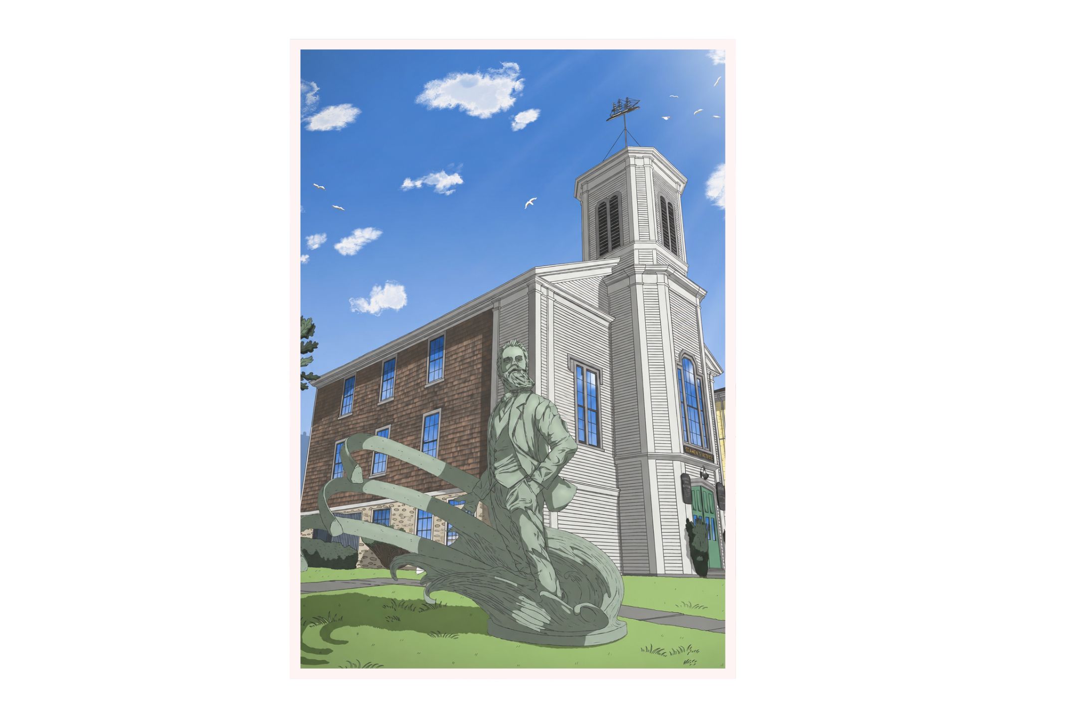 herman melville statue pin silver