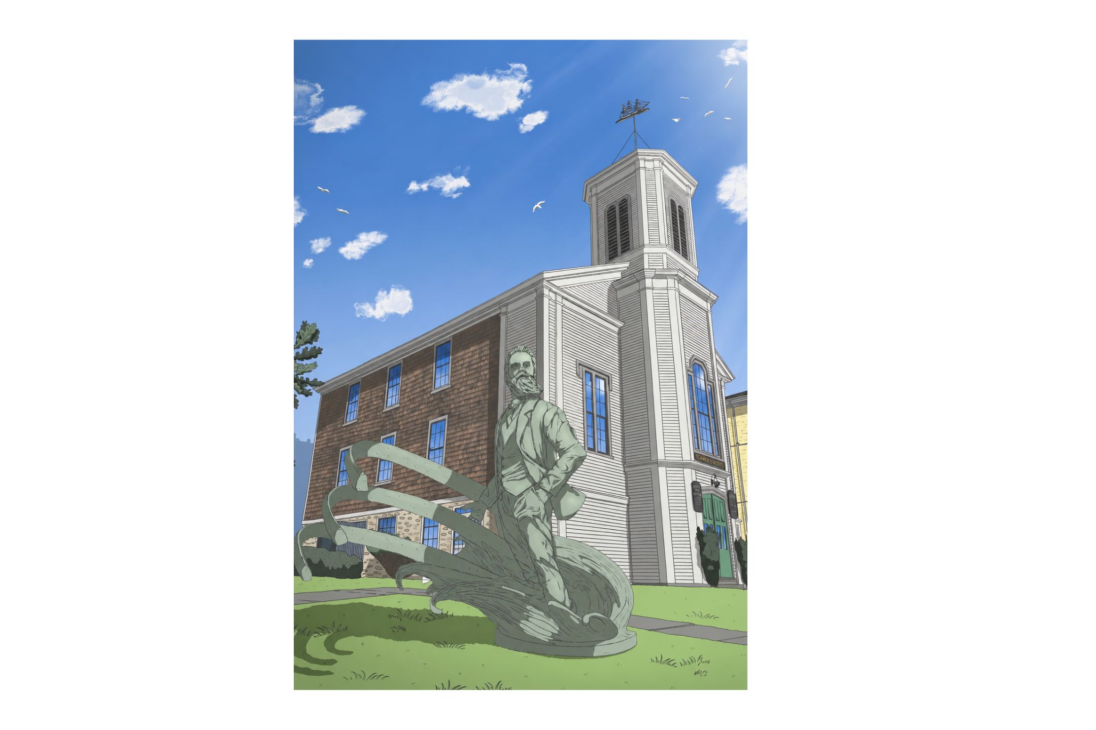 herman melville statue pin silver
